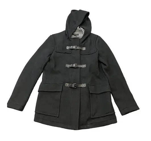 Theory  Toggle Duffle‎ Coat Wool Gray Black Plaid Interior Size P Small - Image 1
