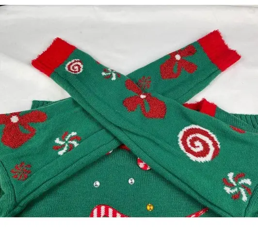 Holiday Time Women's Green Christmas Ugly Sweater SzM(8-10) SKU 4194