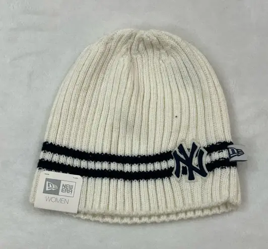 New York NY Yankees MLB Baseball New Era Cuffless Women’s Knit Beanie Hat Cap White