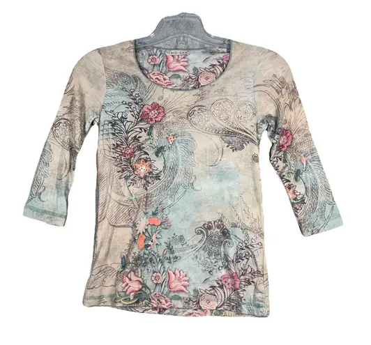 Xcit USA Shirt Womens Small Petite Green Pink Floral Fairy Grunge Vintage Y2K Size undefined