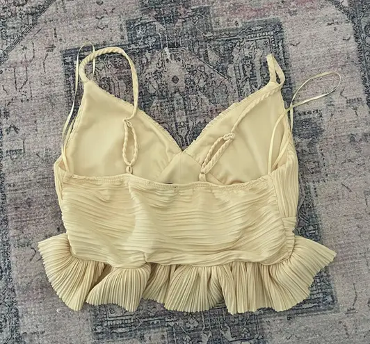 PaperMoon Light Yellow Cropped Halter Top