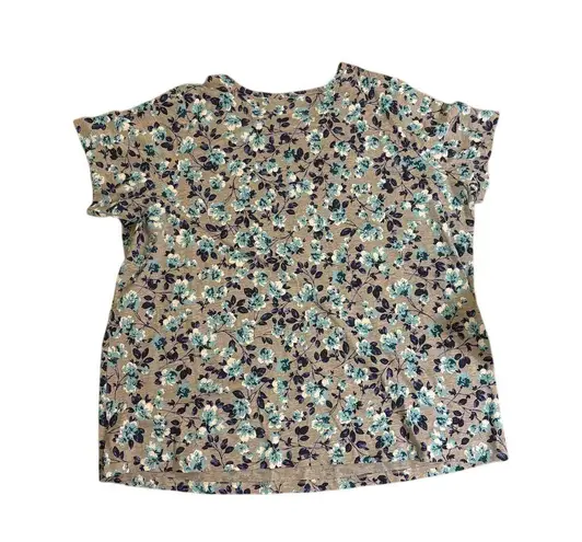 Woman Within Floral Short Sleeve Top 2XL (26/28) Multicolor Casual T-Shirt