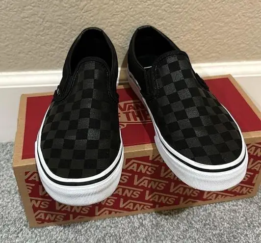 Vans  black checkered slip on sneakers