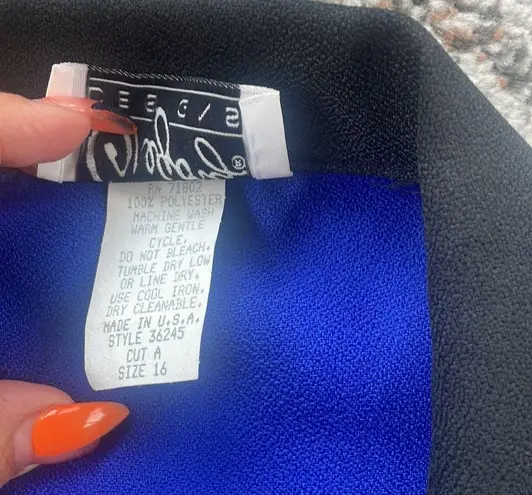 Gregory Designs Vintage Two Piece Skirt Suit Set Blue & Black 16