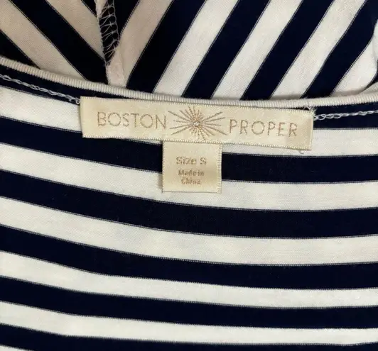 Boston Proper Nautical Navy and White Striped V-Neck Sleeveless Midi Dress S