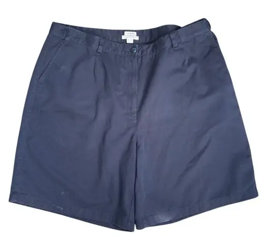 T5 L.L. Bean Original Fit Shorts Pleated High Waist Navy Blue Women's 20W