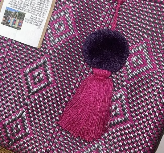 Waterproof Beach tote basket magenta and silver Purple