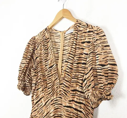 Faithfull the Brand Marie Louise Midi Dress Medium Wyldie Tiger Animal Print