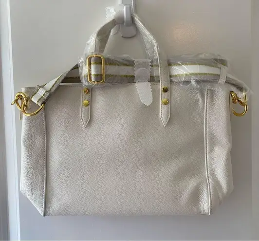 Joy Mangano “Joy Chic”White Leather Satchel, Handbag With RFID NWOT White