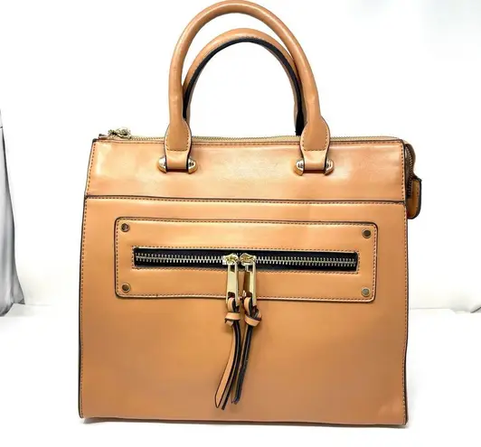 Faux leather top handle with crossbody strap