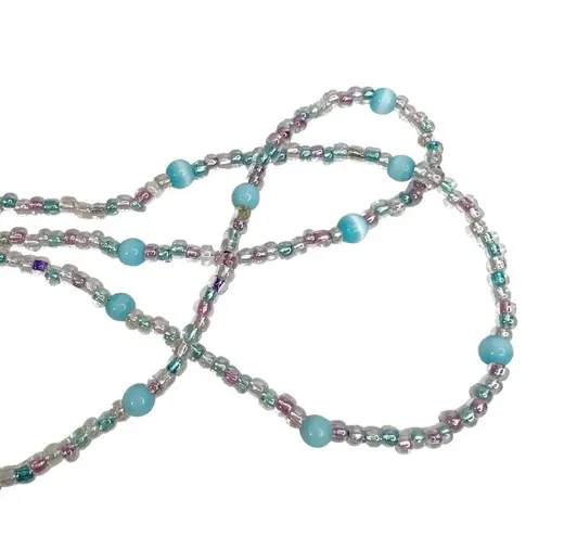 Blue Tiger Eye & Glass Seed Beaded Glasses Chain Holder Purple