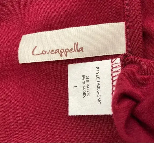 Loveappella Burgundy knit midi dress tie front size large stretch knit jersey by