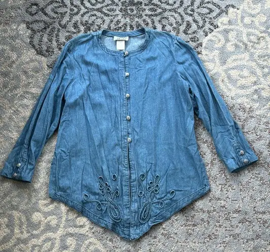 Vintage d.f. II Denim Button Down Top & Pants Set Blue 16