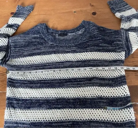 Navy & Cream Stripe Sweater Size Small by Mine Open Weave
