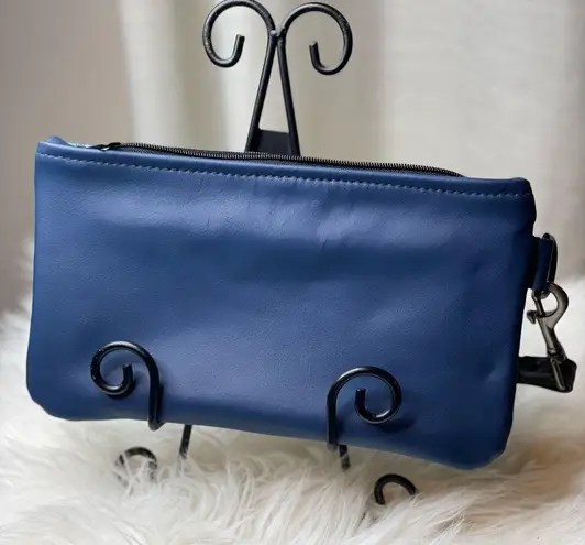 Boutique Blue Crocodile embossed large wristlet with wallet insert