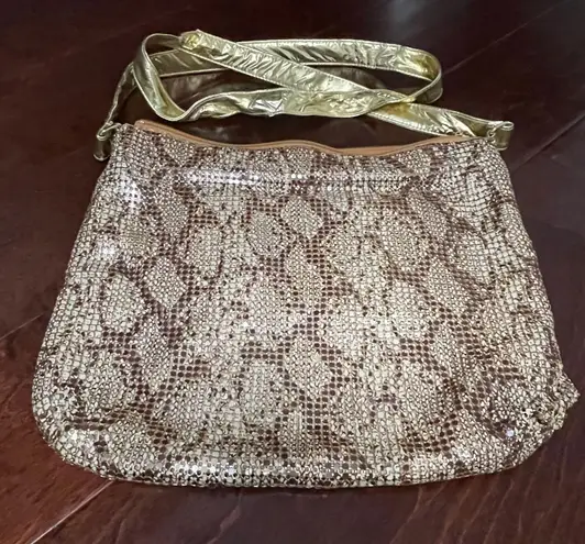 Shea Shea Vintage Gold and Cream Metal Mesh Slouchy Shoulder Bag Purse