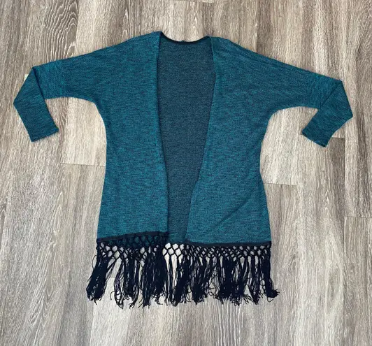 Womens Blue/Green Fringe Cardigan