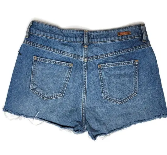 ZARA  basics beaded embroidered denim jean shorts with a raw hem size 6.