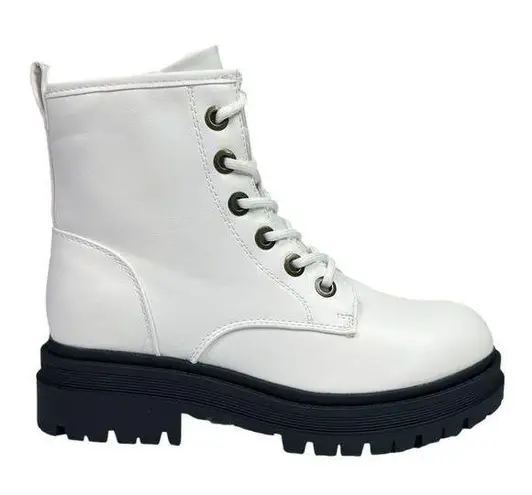 Dream Paris Dream Pairs White Lace-Up Platform Combat Boots