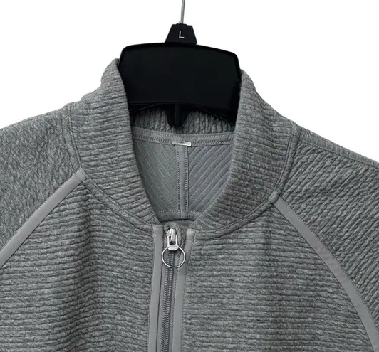 Lululemon On Repeat Bomber Jacket 12 Gray Textured Knit Full