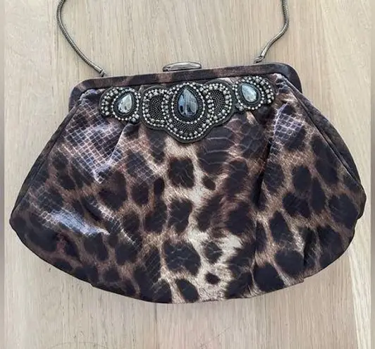 Banana Republic  animal print jeweled clutch