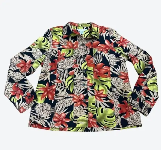 Allison Daley Tropical Floral Button Up Blazer Size 10