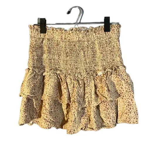 Alice Blue Light Pink Animal Spot Ruffle Tiered Accordion Mini Skirt Women Sz M