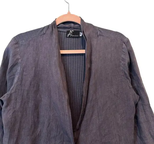 Fenini Purple Linen And Cotton Blend Boho Coastal Grandma Lagenlook Jacket M Size M