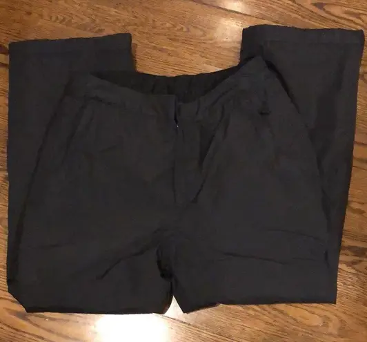 LANDS END Black Lined Snow Pants Zipper & Snap Close Internal Tab Sz MED 10/12