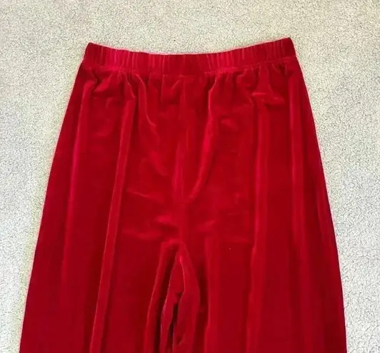 Bob Mackie Pants Straight Leg High Rise Stretch Velvet Red Womens Size Medium