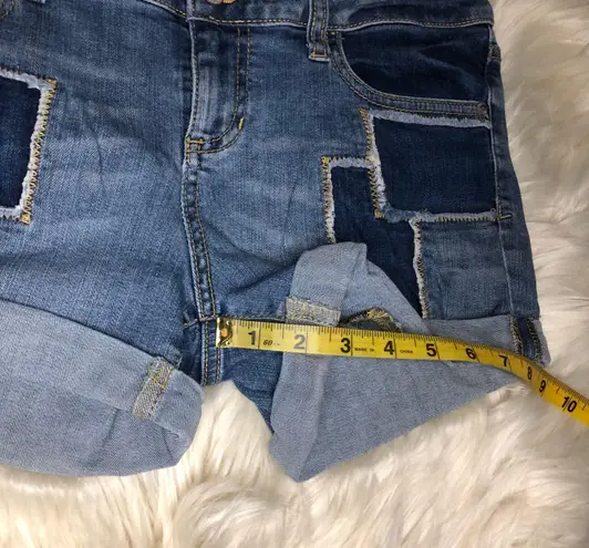 I Heart Ronson I love Ronson patchwork denim cuffed shorts sz 2