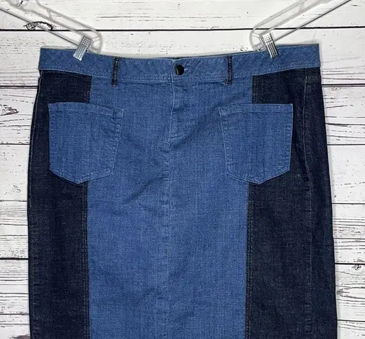 Lane Bryant Glamour X  Size 24 Blue Colorblock Denim Jean Straight Pencil Skirt