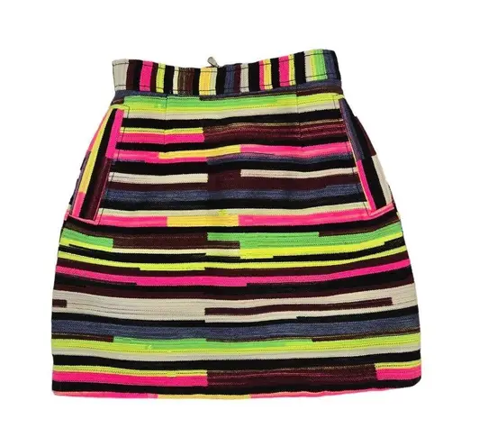 House of Holland Gina Mini Skirt Neon Funky Art US 4, UK 8, EU 36 NWOT RSP $430 Black