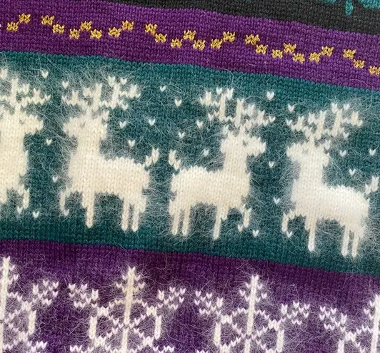 Vintage 90s Wool and Angora Reindeer Snowflake Ski Sweater Size M Size M