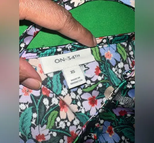 On 34th Floral Spaghetti Strap Dress size XS Black