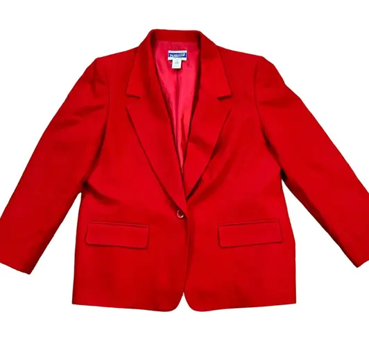 Pendleton Vintage Wool Blazer Red USA Made 16 Petite 1990s 1980s