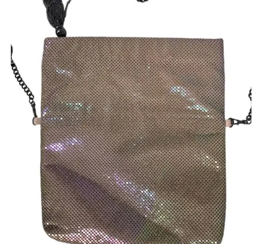 Jessica McClintock VTG Pink Iridescent Metal Mesh Purse Tassle/Chain Strap