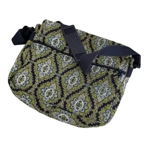 Vera Bradley  Messenger Bag Cambridge Pattern Black Green White Adjustable Strap