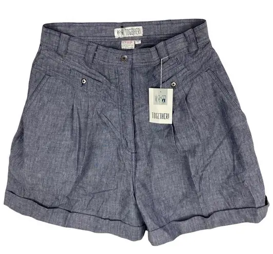TOGETHER! Pleated Front High Rise Cuffed Short Blue Size undefined