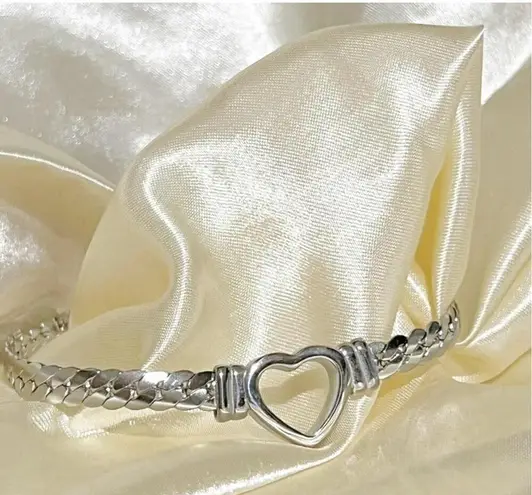 Silver Plated Snake Chain Heart Bracelet Stainless Steel Womens Jewelry European