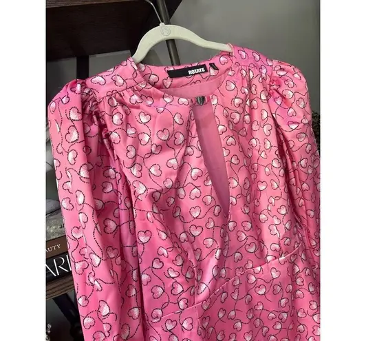 ROTATE BIRGER CHRISTENSEN Heart Satin Mini Dress Bubblegum Pink Womens Size 10