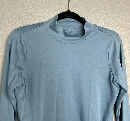 L.L.Bean  Supima Cotton Long Sleeve Mock Neck Top Blue Small