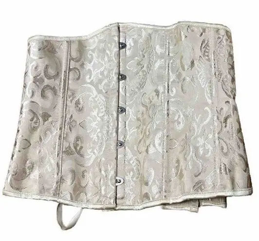 Vintage Alivila.Y Fashion Corset Floral Victorian Top Gold/Cream Sz 4XL Plus White