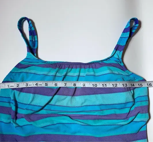 Vintage 90s One Piece Blue Stripes Bathing Suit Swimsuit Medium