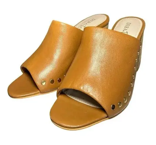 Diba True NWOT Women’s Twin Crest Leather Heeled Mules Tan Size 8