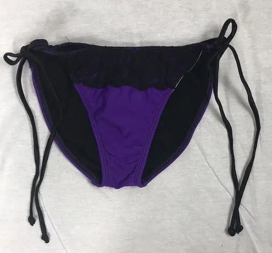 Jelly Swimwear Size S Purple Lace Trim Side Ties Bikini Bottom. Made in USA New Black