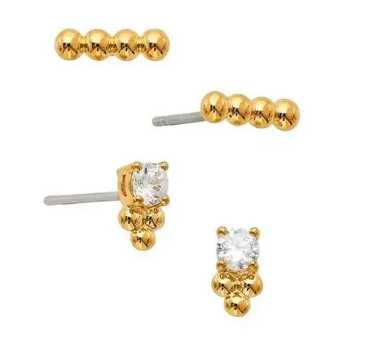 NWT AJOA Lala Gold 2 Pack Stud Earrings
