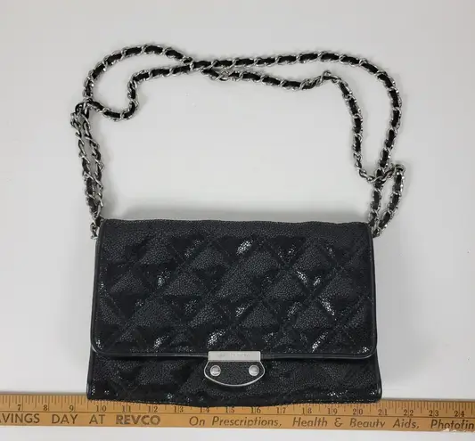 Judith Ripka Women's Clutch Black Stingray Quilted Leather Convertible Chain