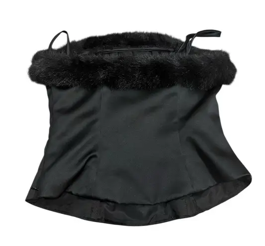 Vintage Watters and Watters Black Fur Trim Corset Top – Size 2