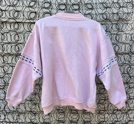 Vintage 80s 90s pink pastel decorative yoke sleeve detail pull over sweatshirt Size L